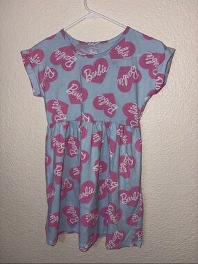Barbie Sky Blue Dress with Pink Heart Logo Print